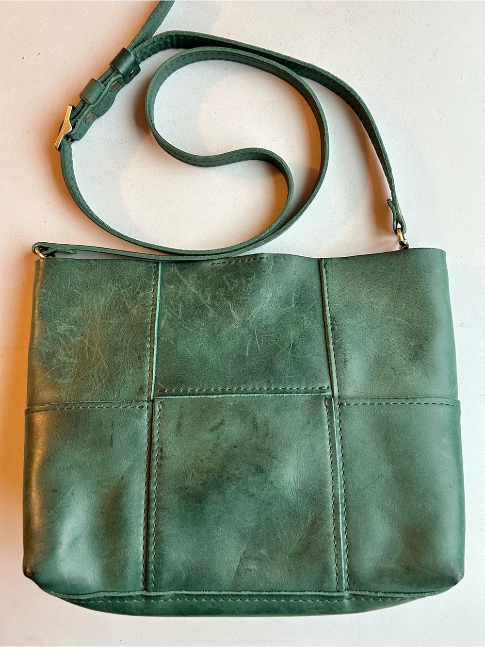 Portland Leather Green Pines Crossbody Bag - Picture 2 of 8